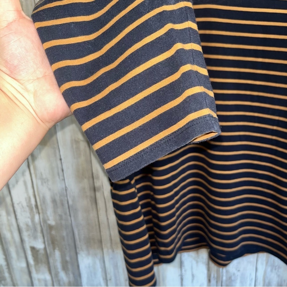 J. Jill Forward Seam Navy Striped Long Sleeve Blouse Women’s Large - Picture 4 of 5